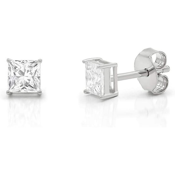 Details about   2 Ct Zirconia Princess Cut Stud Earrings .925 Sterling Silver 